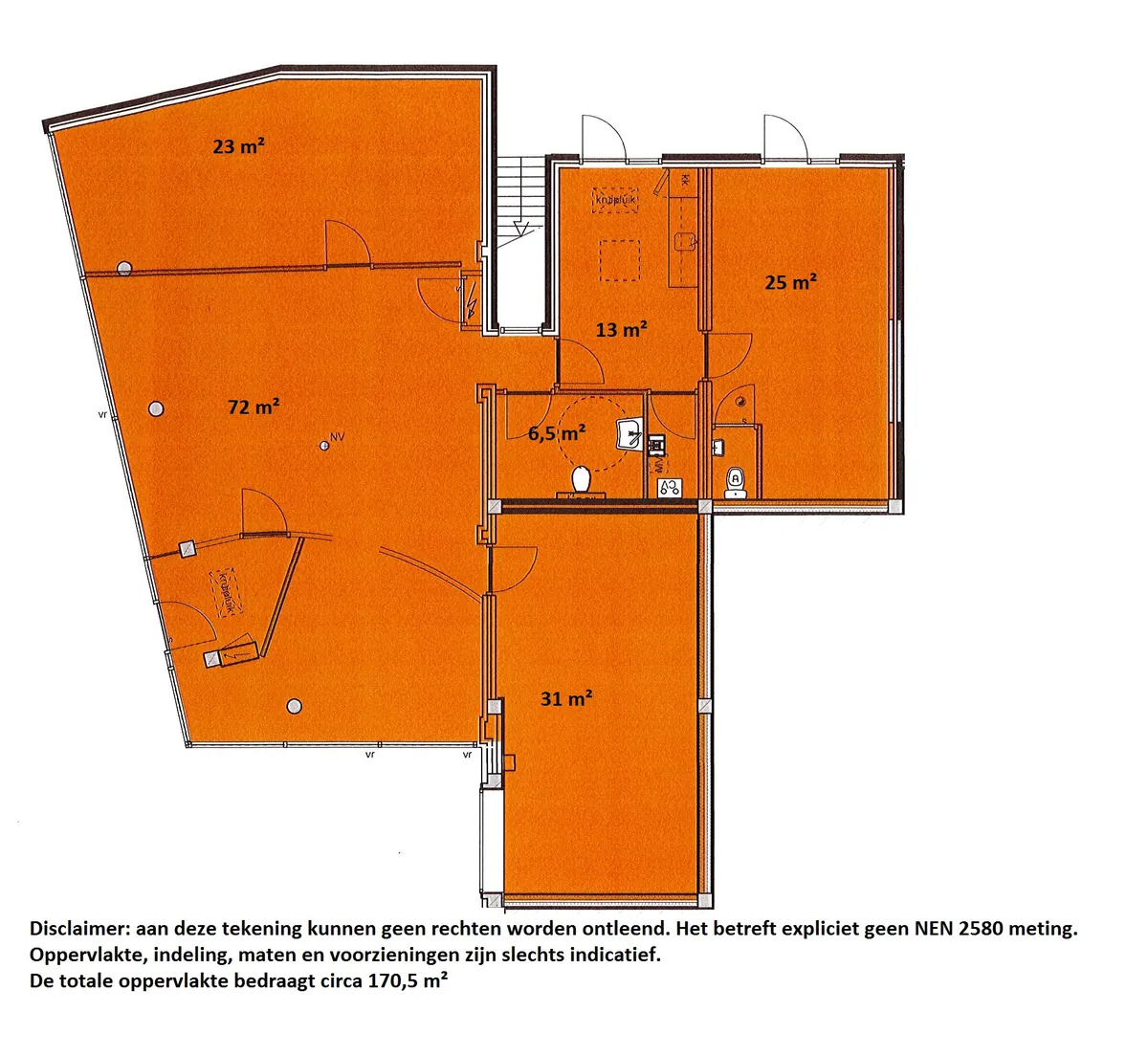 Plattegrond 1 van Hora Siccamasingel 301 in Groningen