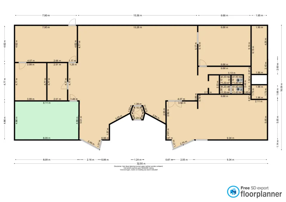 Plattegrond 1 van Duinkerkenstraat 35 in Groningen